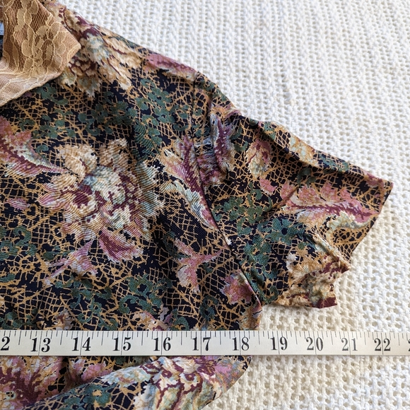 Vintage Petite Sophisticate Short Sleeve Top Lace Collar Floral Women's Medium - Picture 7 of 9